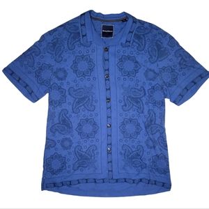 Tommy Bahama Blue Bandana Print Shirt Mens L